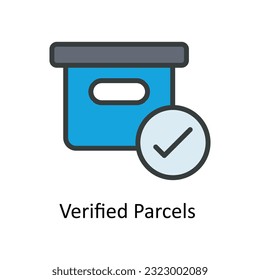 Verified Parcels  Vector   Fill outline Icon Design illustration. Shipping and delivery Symbol on White background EPS 10 File