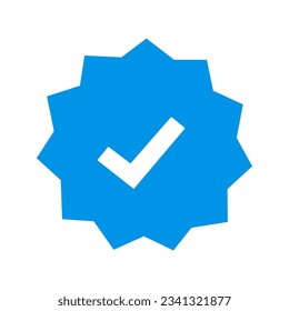 Verified profile badge. Blue verified account icon. Social media account verification icon. Blue check mark sign. Guaranteed safety person sign. Approved tick profile - vector