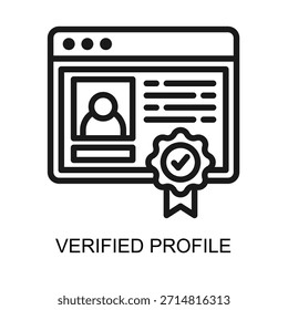 Ilustração de vetor de linha de ícone de perfil verificado
