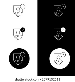 Verified Profile Icon – Monoline Custom Hand-Drawn Style with Editable Stroke. Identity Verification and Trust Illustration.