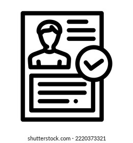 vector de icono de línea de perfil verificado. signo de perfil verificado. símbolo de contorno aislado ilustración negra