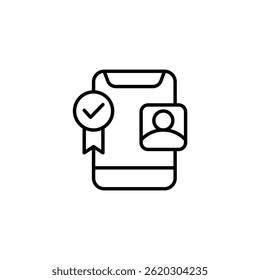 Perfil verificado en el teléfono inteligente, validación del usuario, App de comunicación segura