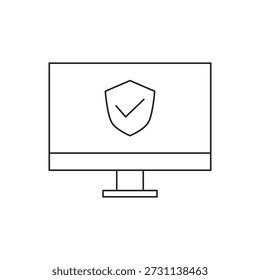 Icono de protección verificado en la pantalla de la computadora