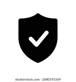 Verified protection icon with a shield and checkmark symbolizing guaranteed safety data security and a successful antivirus system check for privacy