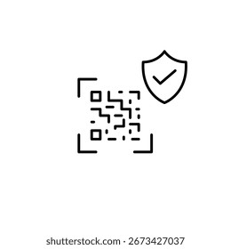 Verificação de QR, autenticação de código confiável, processo de verificação seguro, acesso digital aprovado. Digitalize, proteja e marque. Pixel perfeito, ícone de vetor de traçado editável