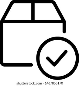 Verified quality tick mark on delivery box