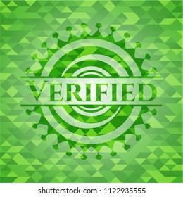 Verified realistic green mosaic emblem