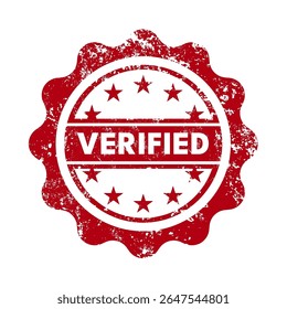 verified – red round rubber stamp with grunge effect – vector illustration