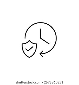 Verified scheduled update, trusted timed refresh, secure automatic renewal, approved update cycle. Pixel perfect, editable stroke vector icon
