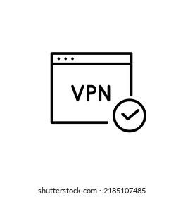 Verified Secure VPN Browser Extension. Pixel Perfect, Editable Stroke Icon