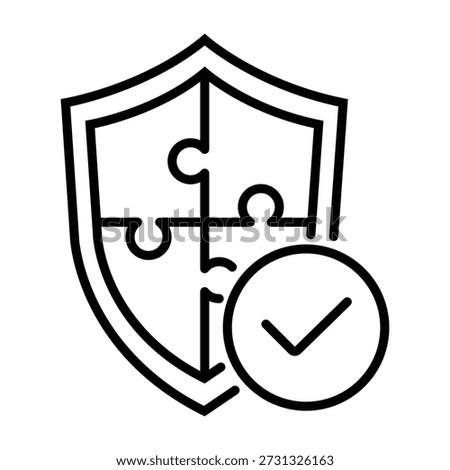 Verified Security Shield Line Icon Protection Assurance Symbol