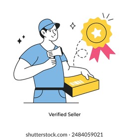 Verified Seller abstract concept vector in a flat style stock illustration