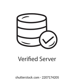 Verified Server Filled Outline Icon Design illustration. Data Symbol on White background EPS 10 File
