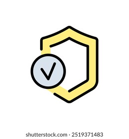 Icono de escudo verificado perfecto para seguridad y protección. Signo de Guardia Inmune. Vector Simple Aislado Sobre Fondo Blanco.