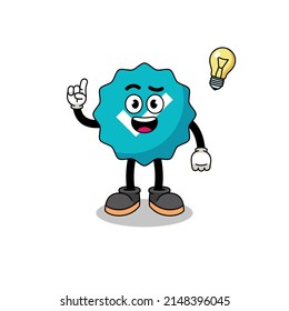 verified sign cartoon with get an idea pose , character design