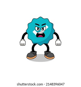 verified sign cartoon illustration with angry expression , character design