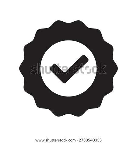 Verified sign with check icon isolated flat style design vector illustration on white background.
