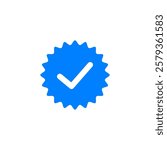 verified social media account icon. approved profile sign, simple flat style, pictogram logo sign symbol vector illustration, isolated on white for mobile app