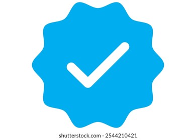  verified social media account icon. Approved profile sign. Tick in rounded corners star. Top page logo. Check mark. safety person in web. Vector illustration.