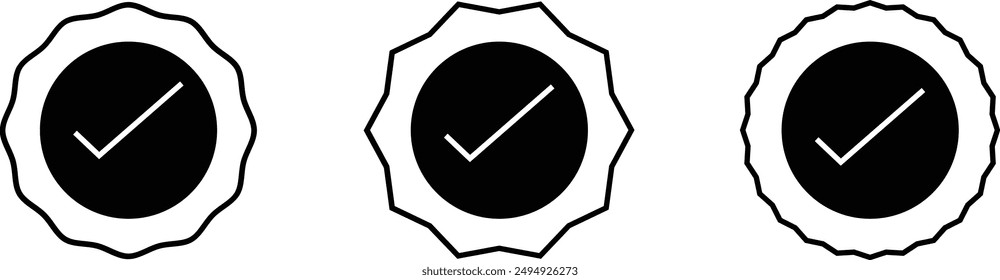 verified stamp black verification batch icon set eps 10
