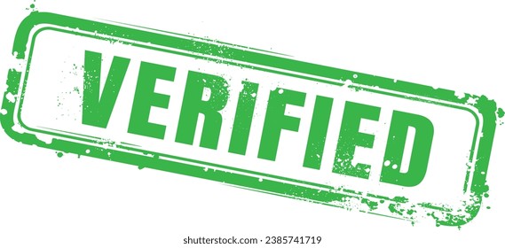 Verified stamp. Verified green rectangle realistic rubber stamp vector icon with transparent background. Verified label.