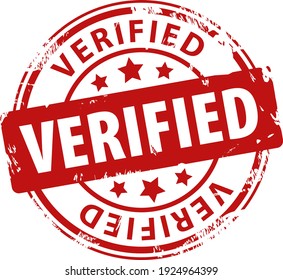 Verified stamp. Verified label. Verified red round rubber stamp icon isolated on white background.