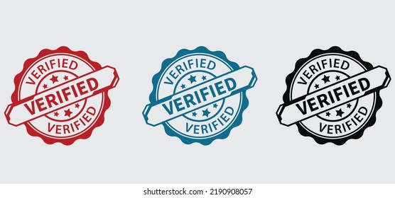 Verified. Stamp. Sticker. Seal. Verified Round Isolated Sign. Verified Label Set