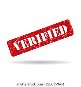 Verified stamp symbol shadow, label sticker sign button, text banner vector illustration .