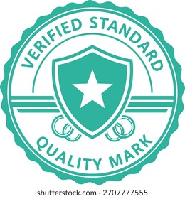 Marca de qualidade padrão verificada emblema com estrela e ícone de escudo