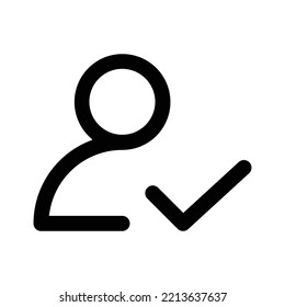 Icono de usuario verificado. Icono de línea