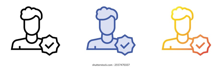 verified user icon. Linear, Blue Fill and Gradient Style Design Isolated On White Background
