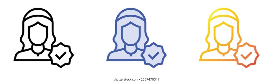 verified user icon. Linear, Blue Fill and Gradient Style Design Isolated On White Background