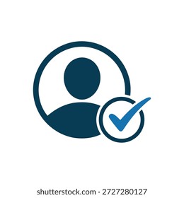 Icono verificado del perfil del usuario con la marca de verificación en un fondo blanco Profesional de alta calidad detallado moderno elegante