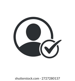 Icono verificado del perfil del usuario con la marca de verificación en un fondo blanco Profesional de alta calidad detallado moderno elegante