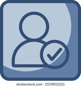 verified user vector icon, transparent background. replaceable blue color design