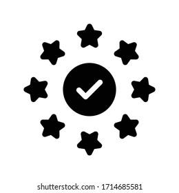icono plano de glifo vectorial verificado 