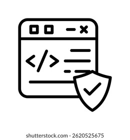 Ícone Verificar contorno do vetor de codificação. Arquivo Eps10 