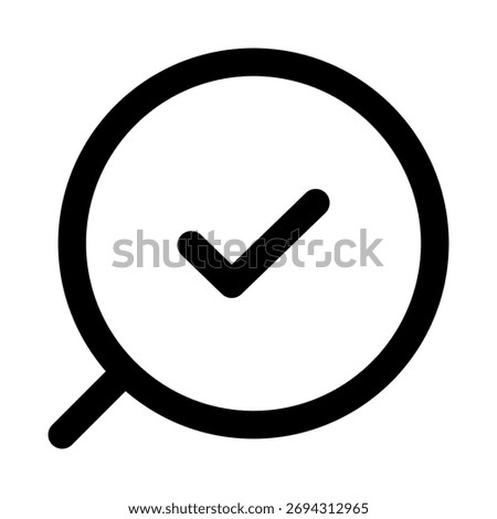 Verify icon in sleek modern outline style illustrating confirmation, approval, authentication, and validation process