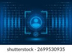 Verify identity, Facial Verification, Secure Face ID, Face Scan, Abstract Futuristic Neon Lights Background. Personal Data Protection Biometric control. Facial Recognition Technology digital concept.