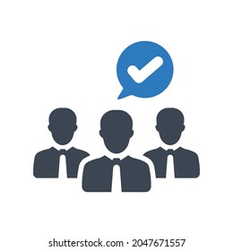 Verificar icono de equipo.man,reclutamiento (ilustración vectorial)