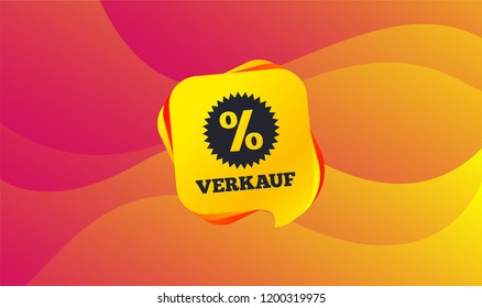 Verkauf - Sale in German sign icon. Star with percentage symbol. Wave background. Abstract shopping banner. Template for design. Vector