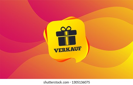 Verkauf - Sale in German sign icon. Gift box with ribbons symbol. Wave background. Abstract shopping banner. Template for design. Vector