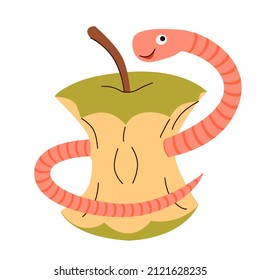 Vermicomposter Icon Worm Eating Food Waste Apple