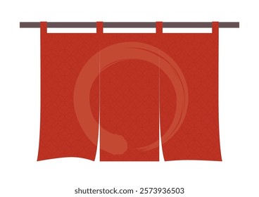 Vermilion curtain with Japanese pattern