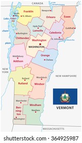 vermont administrative map with flag