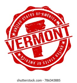 Vermont America Original Stamp Design Vector Art Tourism Souvenir Round.