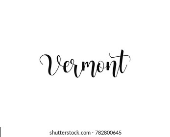  Vermont. American state. Modern calligraphy. Hand drawn vector illustration. Lettering. element for flyers, banner, postcards and posters. 