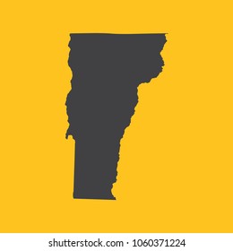 Vermont black map,border on orange background. Vector illustration.