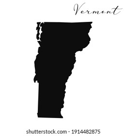Vermont black silhouette vector map. Editable high quality illustration of the American state of Vermont simple map