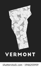 Vermont - communication network map of US state. Vermont trendy geometric design on dark background. Technology, internet, network, telecommunication concept. Vector illustration.